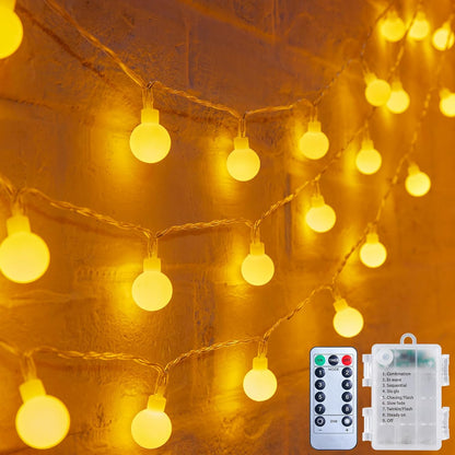 Minetom Minimalist Fairy Lights Cordless – 60 Soft White Globe LEDs for Intentional Living Spaces & Japandi Home Style