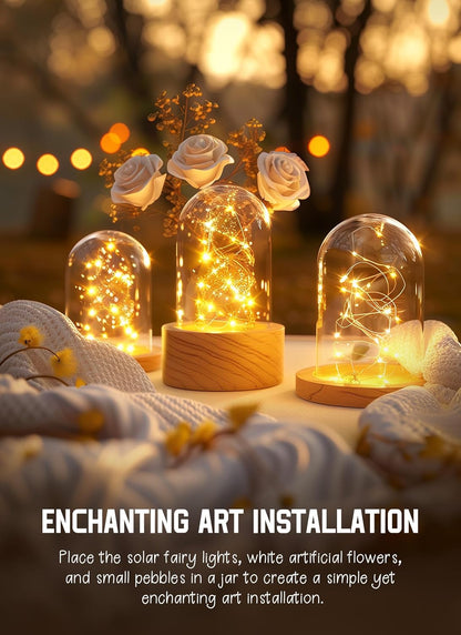 Minetom Solar Hanging Lights for Home, 33Ft 100 LED Dusk to Dawn Accent Lights for Window and Headboard Decor