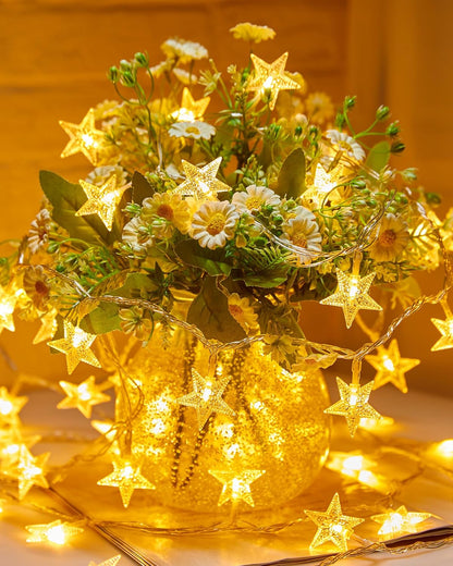 Minetom Star String Lights Battery Operated – Simple Set-and-Forget Timer Light for Intentional Home Styling