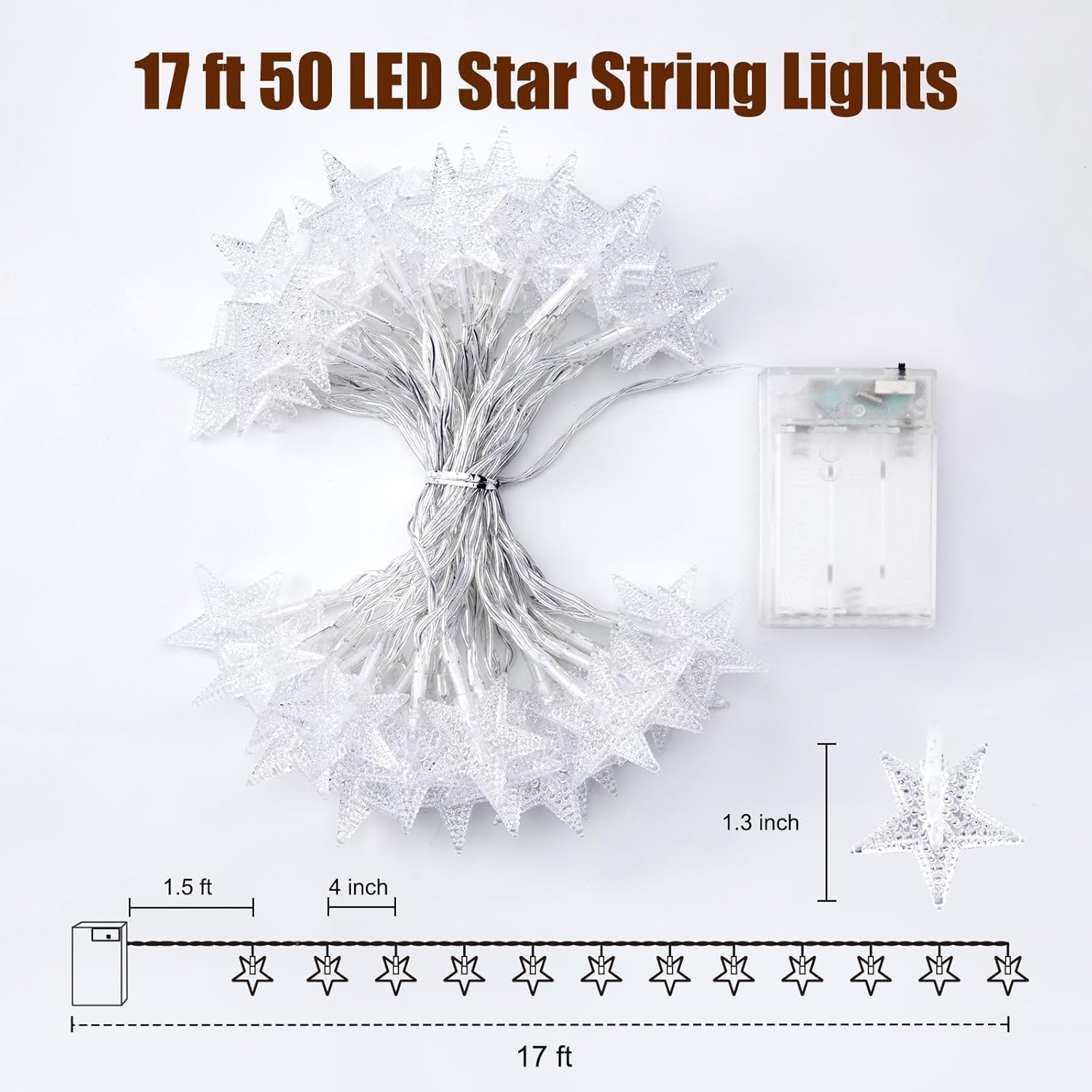 Minetom Star String Lights Battery Operated – Simple Set-and-Forget Timer Light for Intentional Home Styling