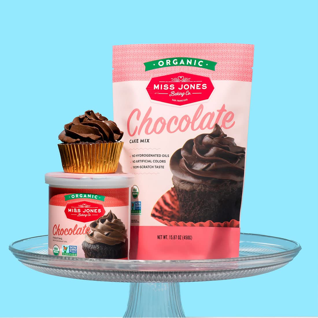 Miss Jones Baking Organic Chocolate Cake Mix – Guilt-Free Chocolate Dessert for Plant-Based Wellness Routines at Home