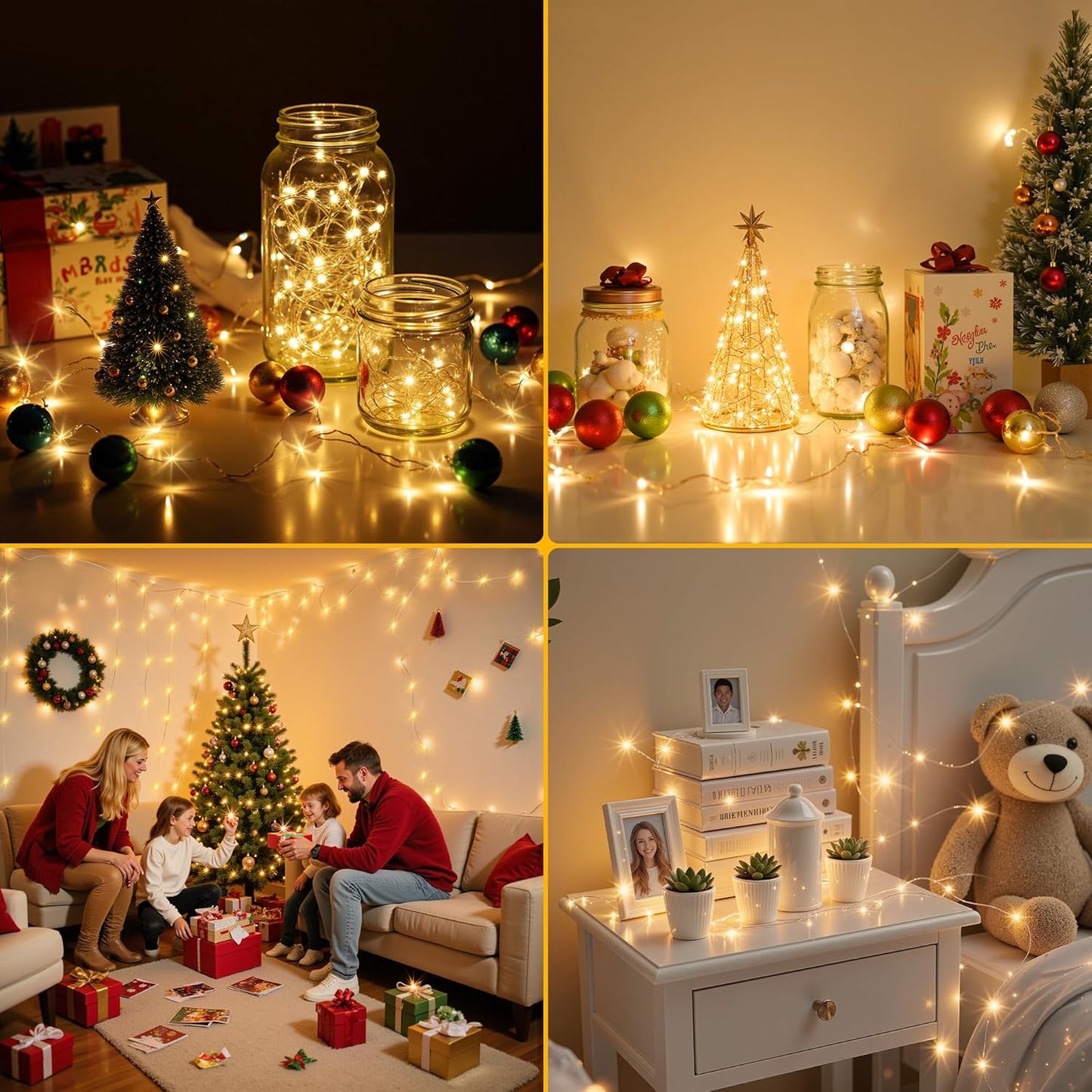 Mlambert Rechargeable Twinkle Lights Cool White – Clutter Free Ambient Lighting for Capsule Bedroom, Cordless Minimalist Design