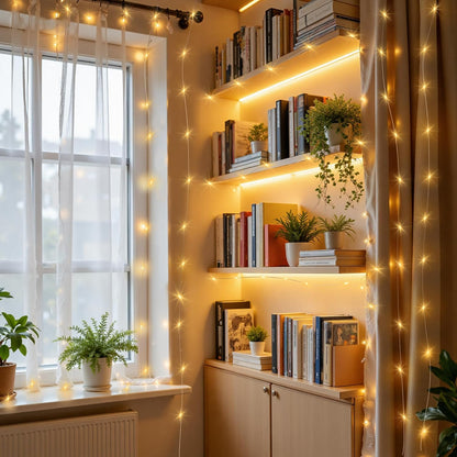 Mlambert Rechargeable Twinkle Lights Cool White – Clutter Free Ambient Lighting for Capsule Bedroom, Cordless Minimalist Design