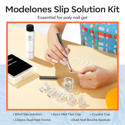 Modelones Poly Gel Slip Solution 120ml – Non-Irritating Self-Care Kit for Sensitive Skin and Relaxing Nail Sessions