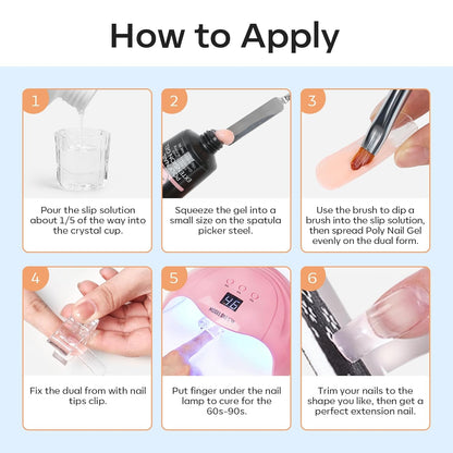 Modelones Poly Gel Slip Solution – Single-Bottle Minimalist Nail Kit for Clean Vanity Setups