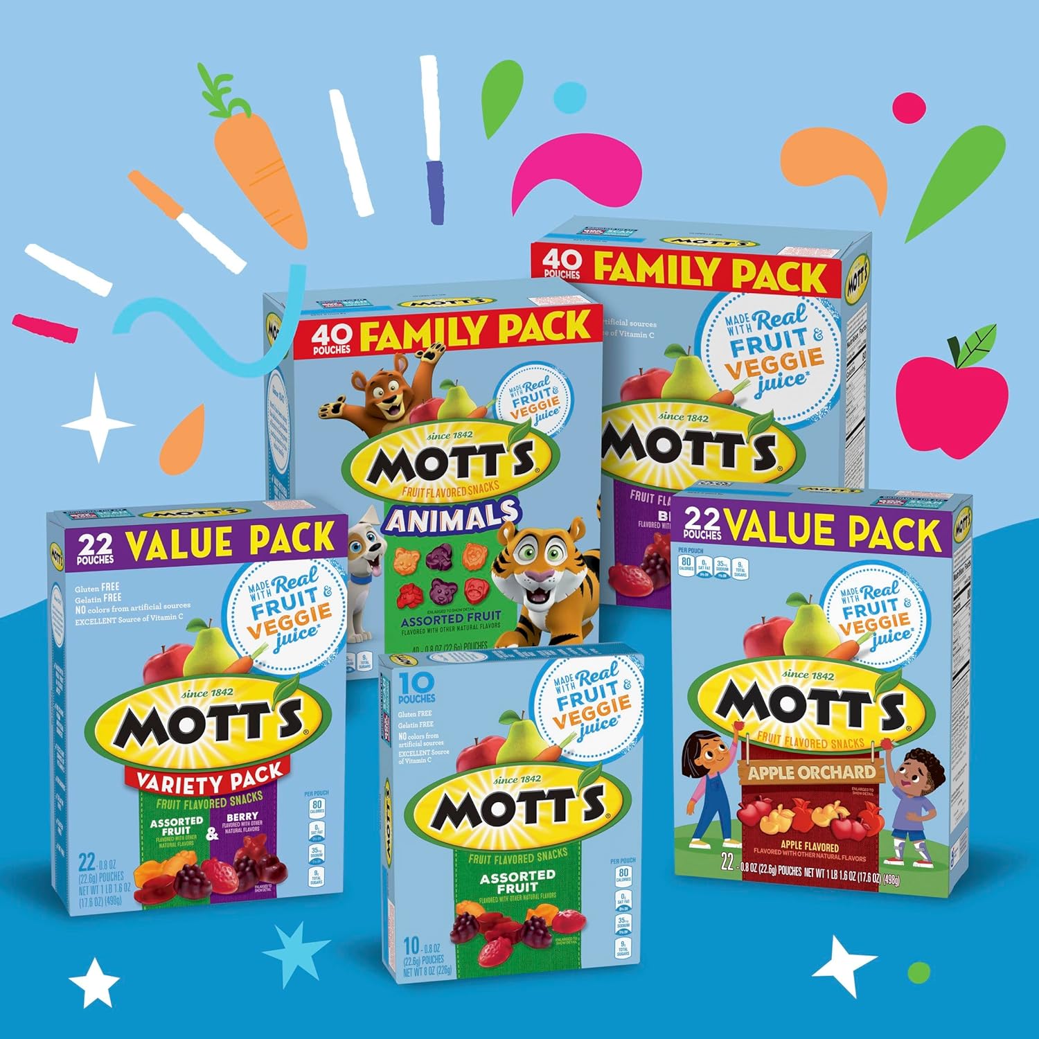 Mott's Assorted Chewy Fruit Snacks for Trick or Treat Night – Individually Wrapped On the Go Halloween Treat, 32 oz Box