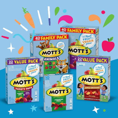 Mott's Assorted Fruit Snacks – Thoughtful Care Package Snack for Family Gatherings, 17.6 oz Value Pack