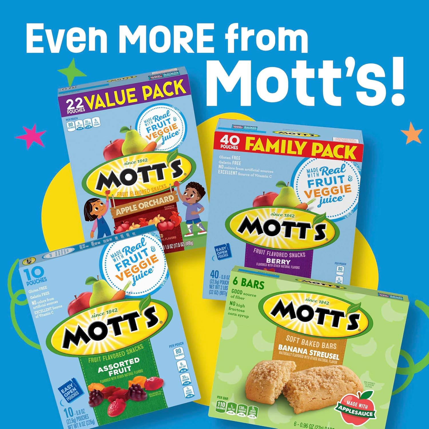 Mott's Assorted Fruit Snacks – Thoughtful Care Package Snack for Family Gatherings, 17.6 oz Value Pack