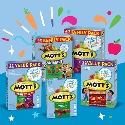 Mott's Berry Chewy Fruit Snacks Holiday Gift – Thoughtful Seasonal Treat for Grandparents to Share with Grandchildren, 40 Pouch Pack