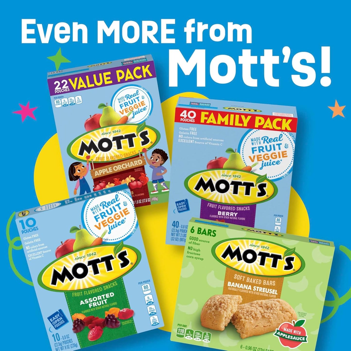 Mott's Berry Chewy Fruit Snacks Holiday Gift – Thoughtful Seasonal Treat for Grandparents to Share with Grandchildren, 40 Pouch Pack