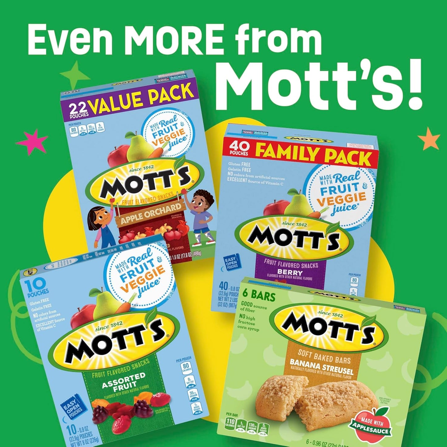 Mott's Soft Baked Bars – Gym Bag Snack for Quick Energy, Soft Baked Apple Bars 6 Ct
