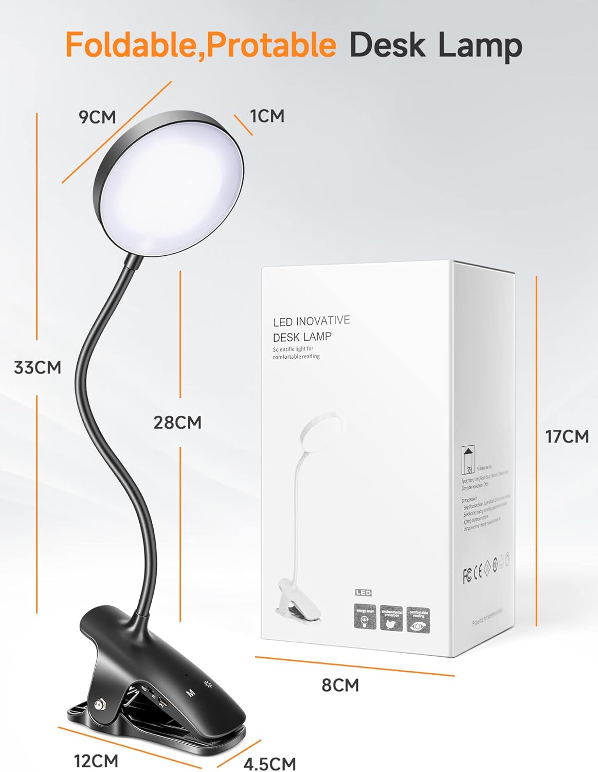 Mubarek Rechargeable Kids Reading Light – Cool-Touch, Flicker-Free Lamp for Playroom and Homework Desk