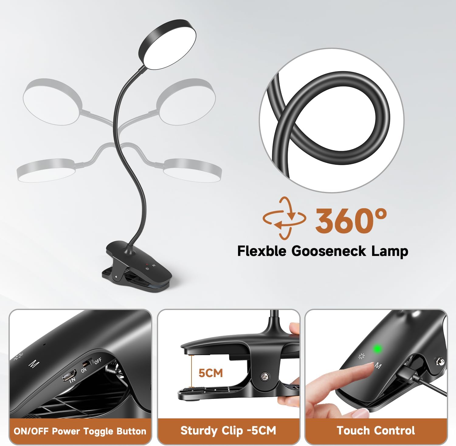 Mubarek Rechargeable Kids Reading Light – Cool-Touch, Flicker-Free Lamp for Playroom and Homework Desk