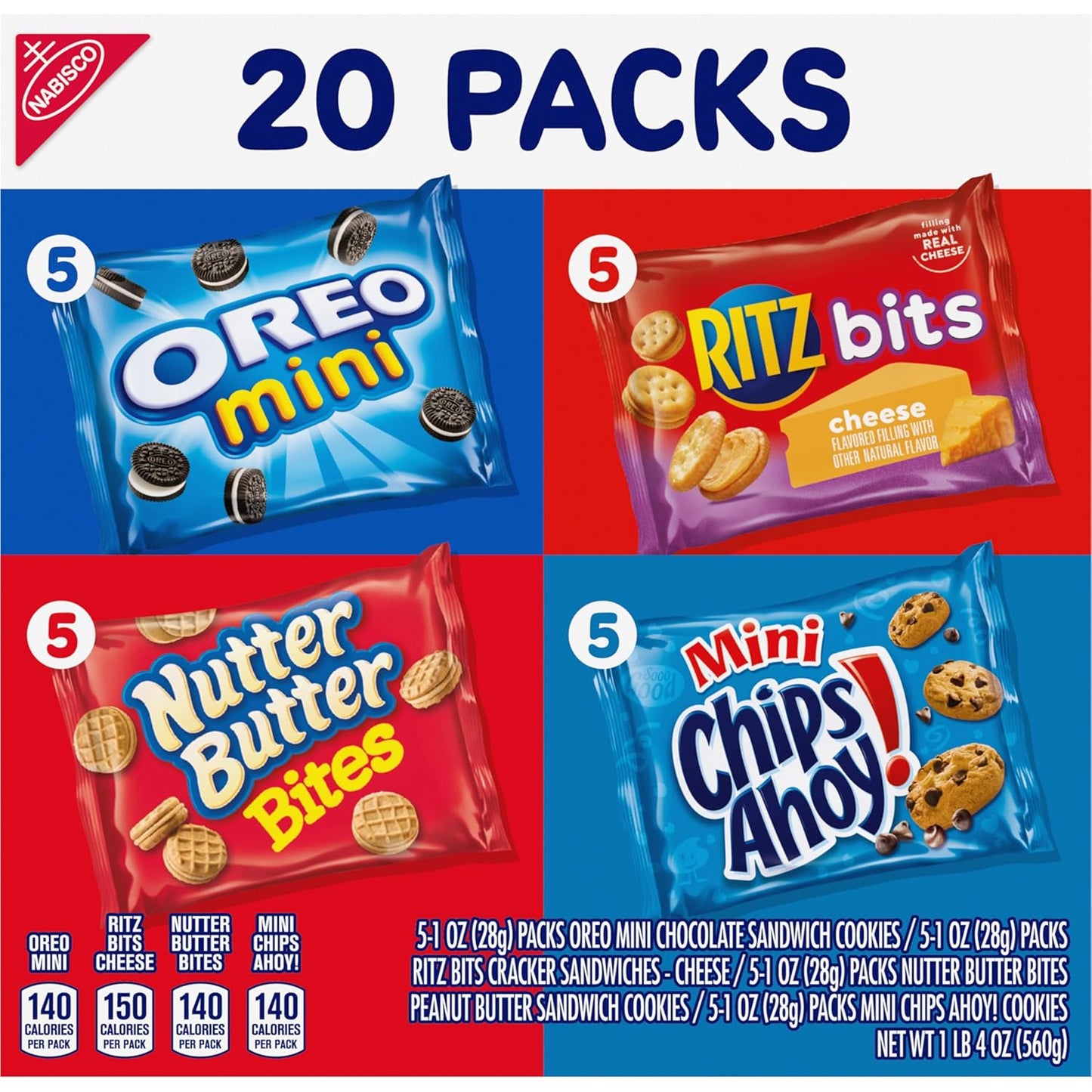 Nabisco Classic Mix Variety Pack – Sweet and Savory Kids' Snacks for Pantry, Lunchboxes, and Birthday Goody Bags
