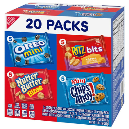 Nabisco Classic Mix Variety Pack – Sweet and Savory Kids' Snacks for Pantry, Lunchboxes, and Birthday Goody Bags
