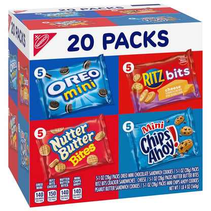 Nabisco Classic Mix Variety Pack – Sweet and Savory Kids' Snacks for Pantry, Lunchboxes, and Birthday Goody Bags