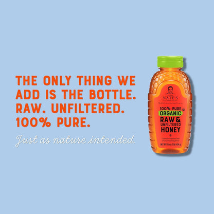 Nate's Organic 100% Pure Honey – Holistic Morning Counter Essential, Calm Replacement for Refined Sugar