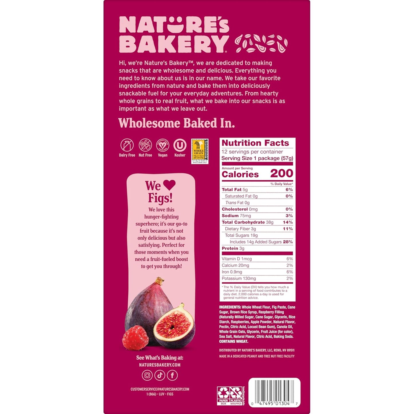Nature's Bakery Whole Wheat Bars – Hostess Gift Snack for Housewarmings, Nut Free Twin Pack Bars