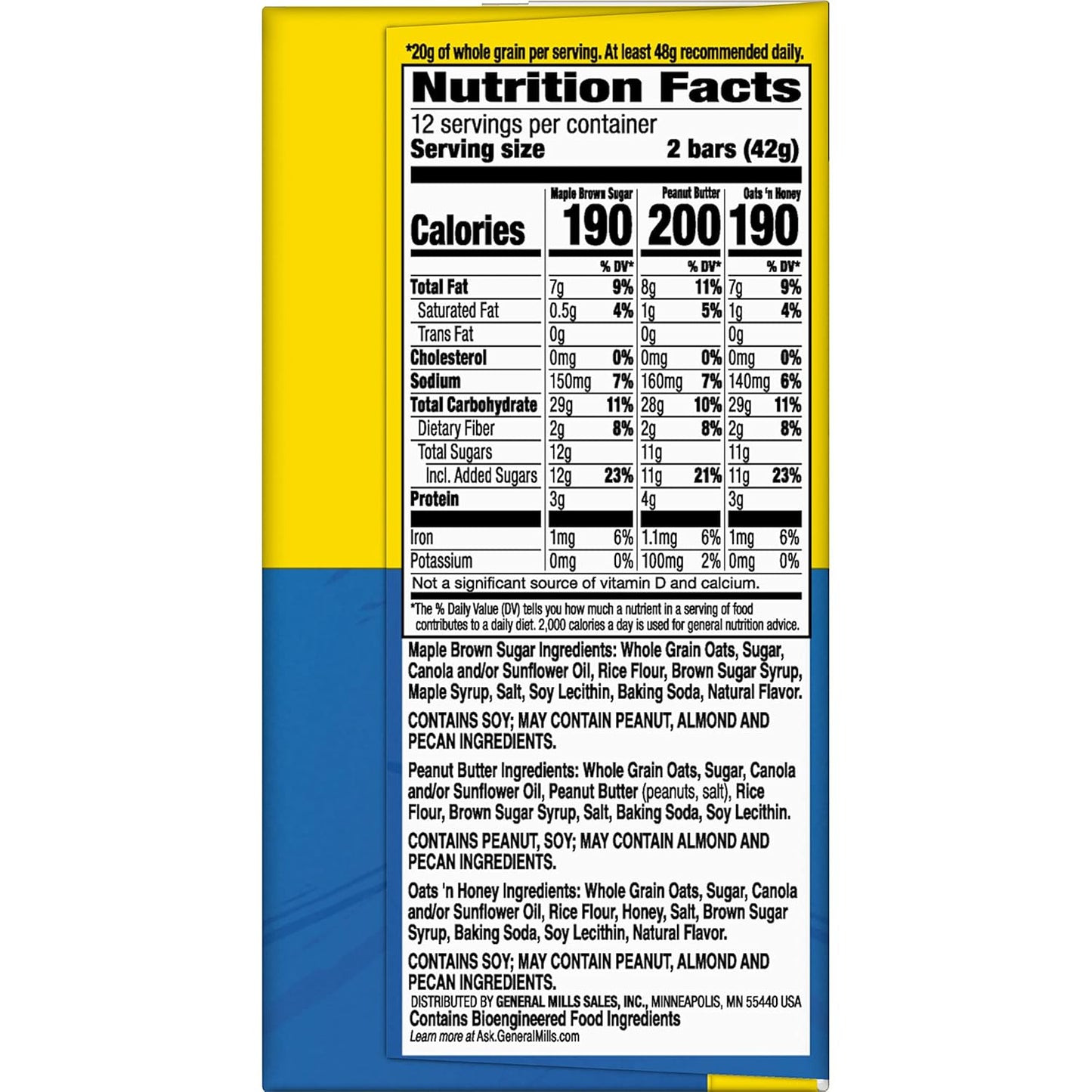 Nature Valley Crunchy Granola Bars – Cycling and Running Snack, Whole Grain Grab-and-Go Pack