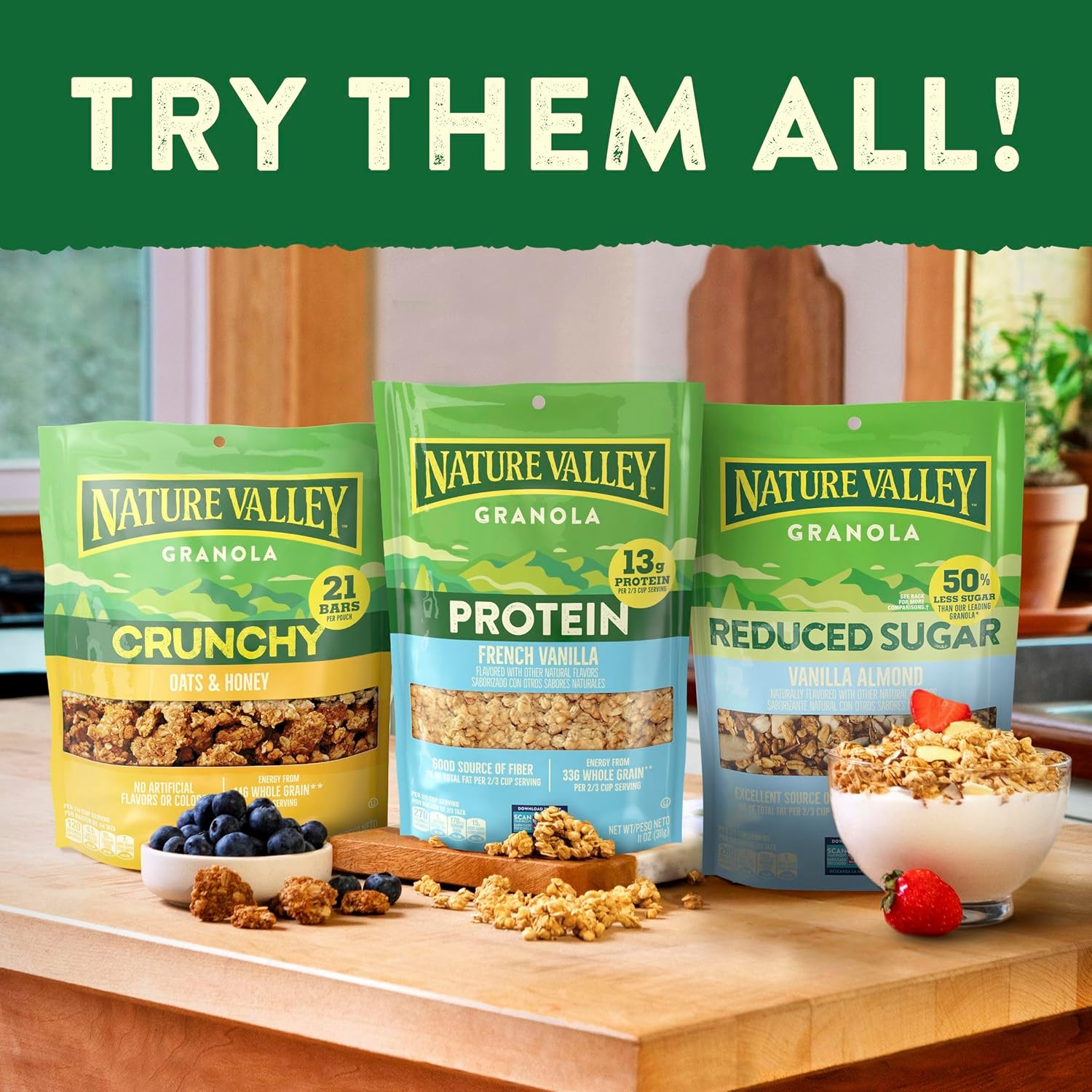 Nature Valley Protein Granola – Healthy Holiday Gift Basket Add-In, Honey Oat Crunch for Fitness Lovers
