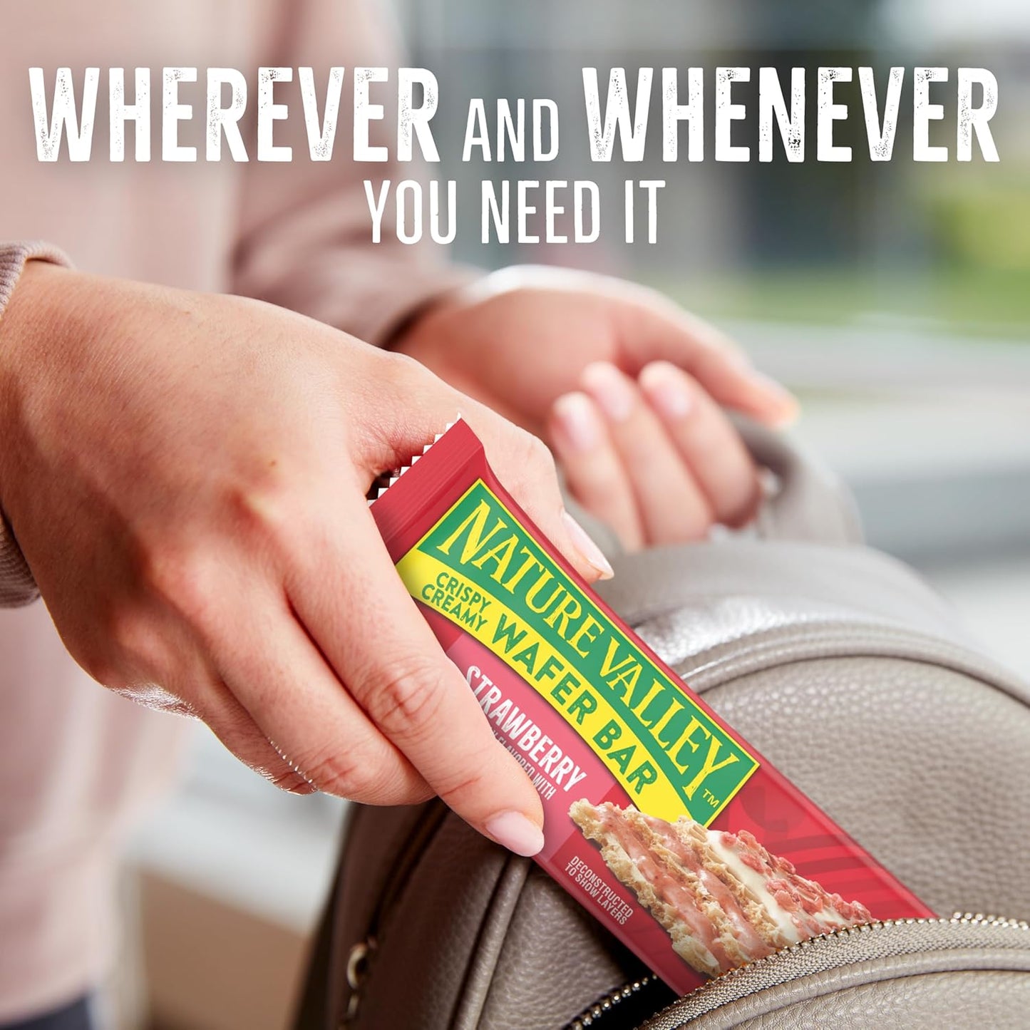 Nature Valley Wafer Bars – Individually Wrapped Strawberry Snack for Backpacks, Daypacks and Travel Daypacks, 5 Pack