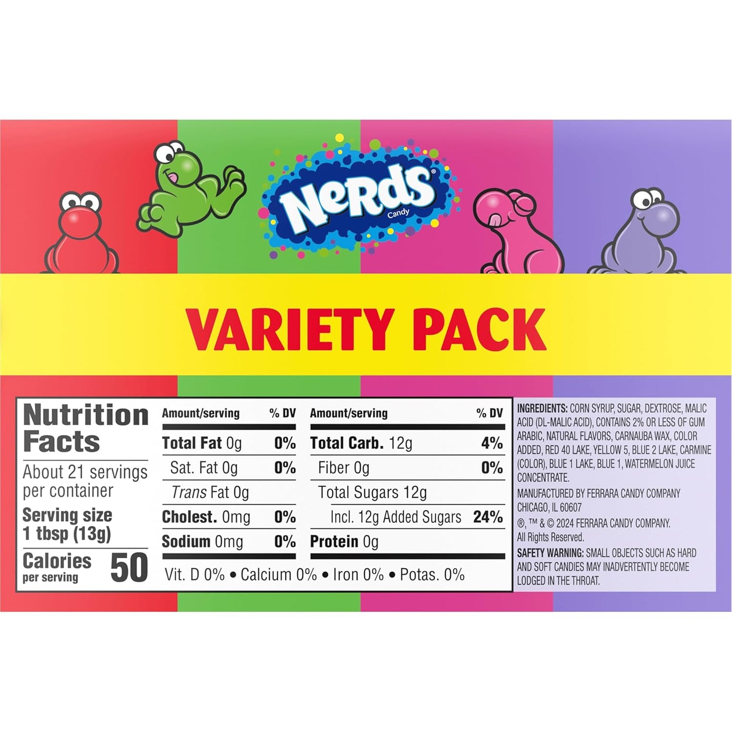 NERDS Dual Flavor Pack – Fun Care Package Gift for Coworkers and Friends, Individually Wrapped Grape Strawberry Watermelon Cherry, 6 Boxes
