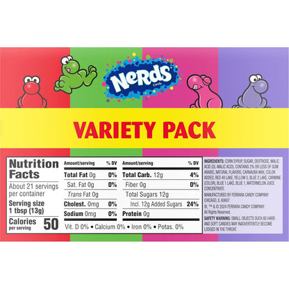 NERDS Dual Flavor Pack – Fun Care Package Gift for Coworkers and Friends, Individually Wrapped Grape Strawberry Watermelon Cherry, 6 Boxes
