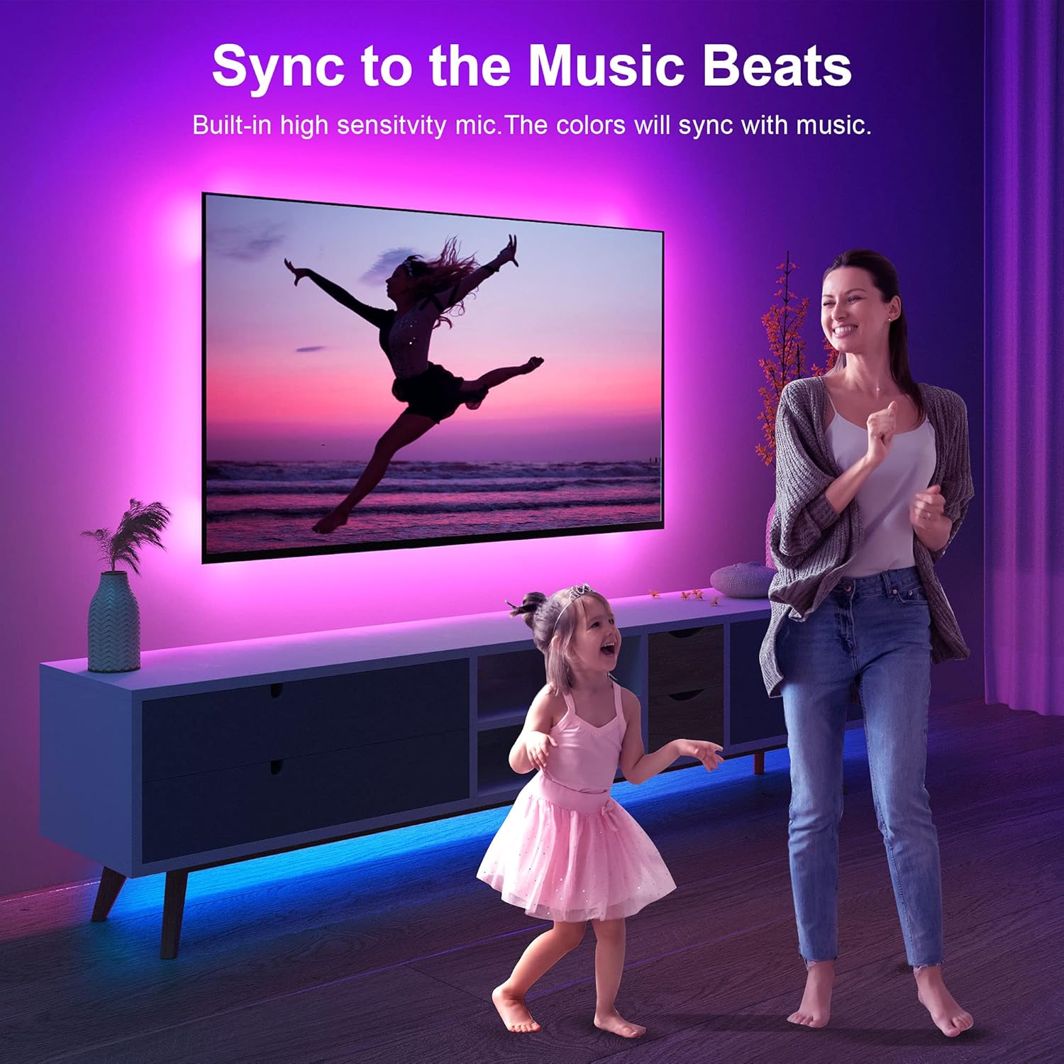 Nexillumi Music Sync TV Light Strip – Valentine's Day and Anniversary Gift for Couples Who Watch Movies