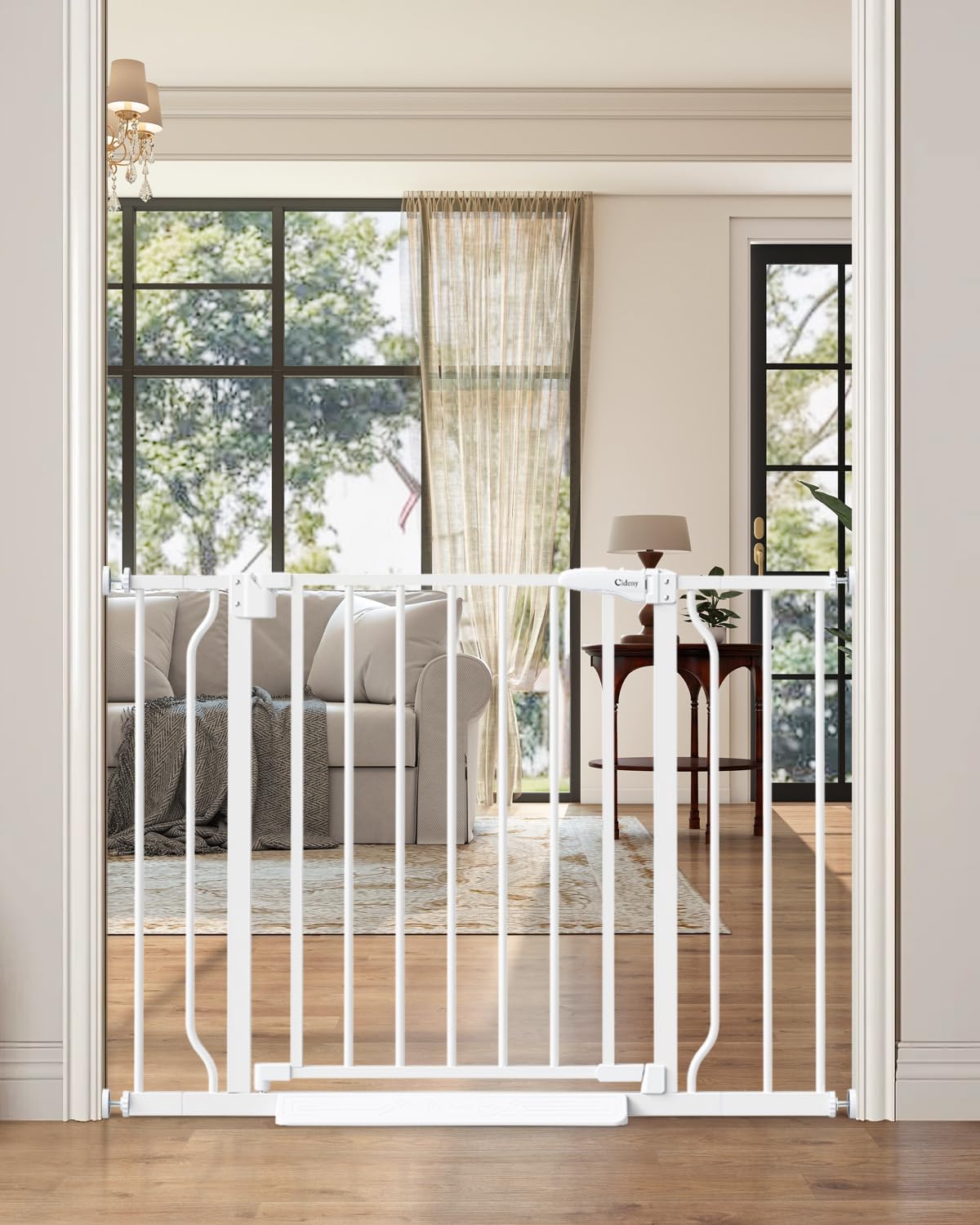 No Drill Baby Gate for Stairs and Doorways, Auto-Close Safety Gate 29-40 Inch Adjustable Width with Wall Cups, Indoor Dog Gate for Kids and Pets