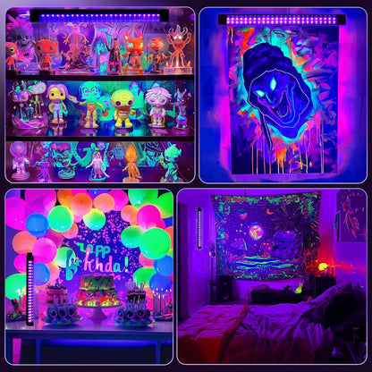 No Heat LED Black Light Bar 1ft, Safe UV Light for Playroom Crafts and Kids Sleepover Party