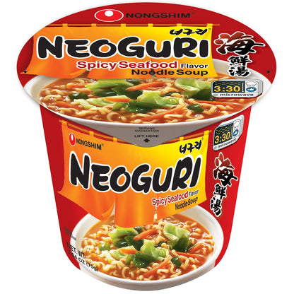 Nongshim Neoguri Spicy Seafood Ramyun – Drinkable Broth Cup for Cozy Recovery Days and Post-Workout Comfort, 6-Pack