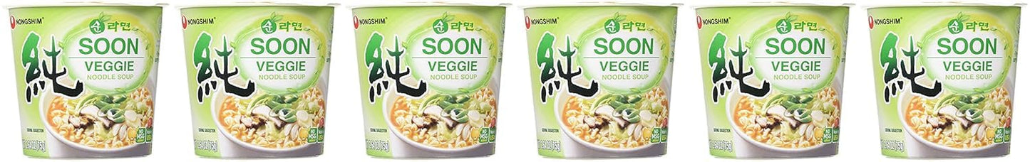 Nongshim Soon Plant-Based Cup Noodle – Comforting Self-Care Meal for Wind-Down Evenings, Mild Spice Vegan Broth