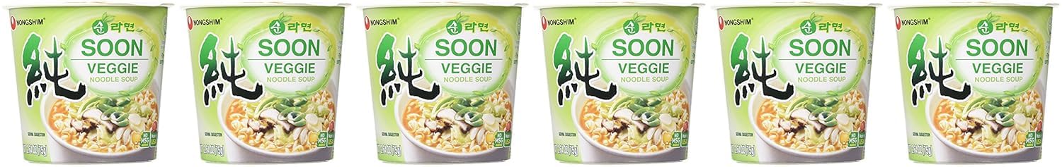 Nongshim Soon Plant-Based Cup Noodle – Comforting Self-Care Meal for Wind-Down Evenings, Mild Spice Vegan Broth
