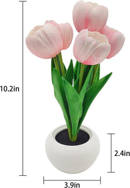 Nursery Tulip Table Lamp – Cordless Faux Flower Light for Baby Room and Reading Corner