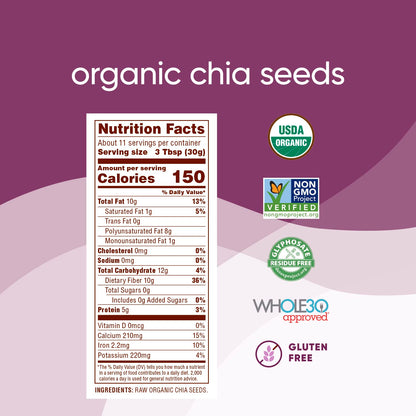 Nutiva Organic Chia Seed Black 12 oz – Premium Housewarming Gift for Plant Based Friends, Healthy Valentines Day and Mom Birthday