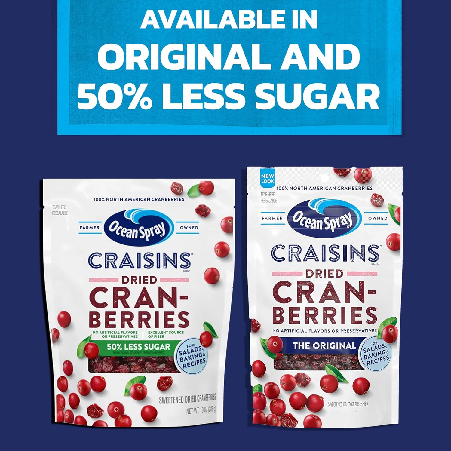 Ocean Spray Craisins Original Dried Cranberries 48 oz – Clean Label Resealable Bulk Bag for Clutter Free Kitchens