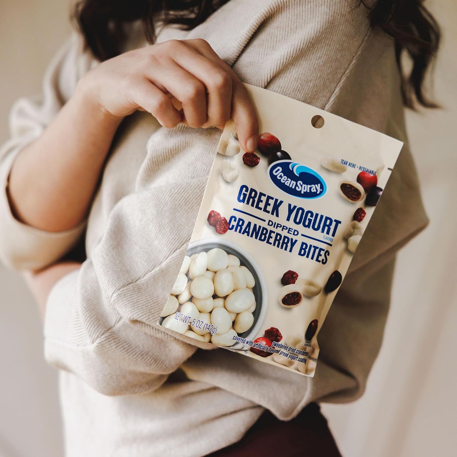 Ocean Spray Greek Yogurt Dried Cranberries, Resealable Pouch Snack for Kids Lunchbox and Playdates