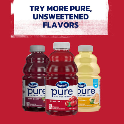 Ocean Spray® Pure Unsweetened Cranberry Juice – No-Added-Sugar Drink for Children's Lunchboxes, 32 Fl Oz Bottle