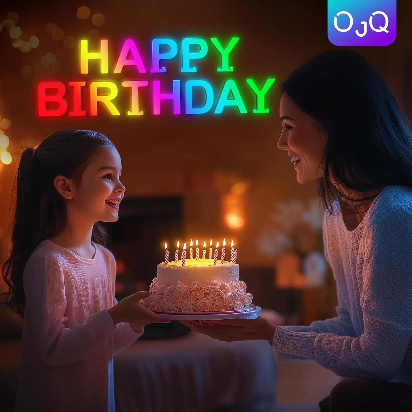 OJQ Light Up Letters LED Sign – Custom Name Gift for Mom on Birthday and Mother's Day