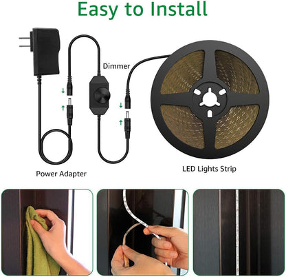 Olafus 16.4ft LED Strip Light for Artist Loft Workspace, Bright Cool White Flexible Lighting for Creative Studios