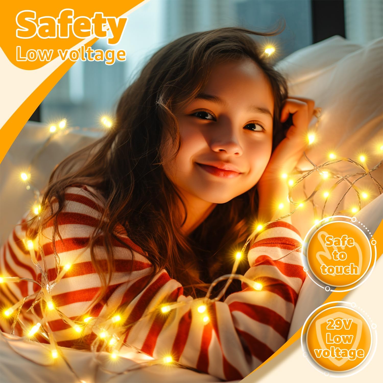 Ollny 120LED LED Fairy Lights – Fire Risk Free Bedroom and Living Room Lighting for Homes with Kids and Pets