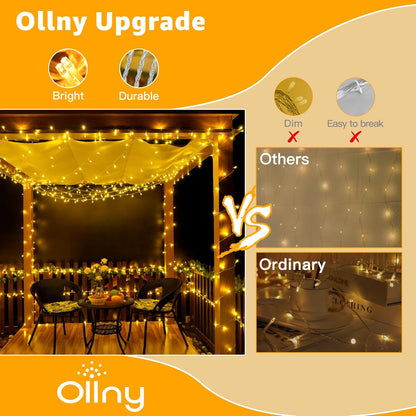 Ollny 120LED LED Fairy Lights – Fire Risk Free Bedroom and Living Room Lighting for Homes with Kids and Pets