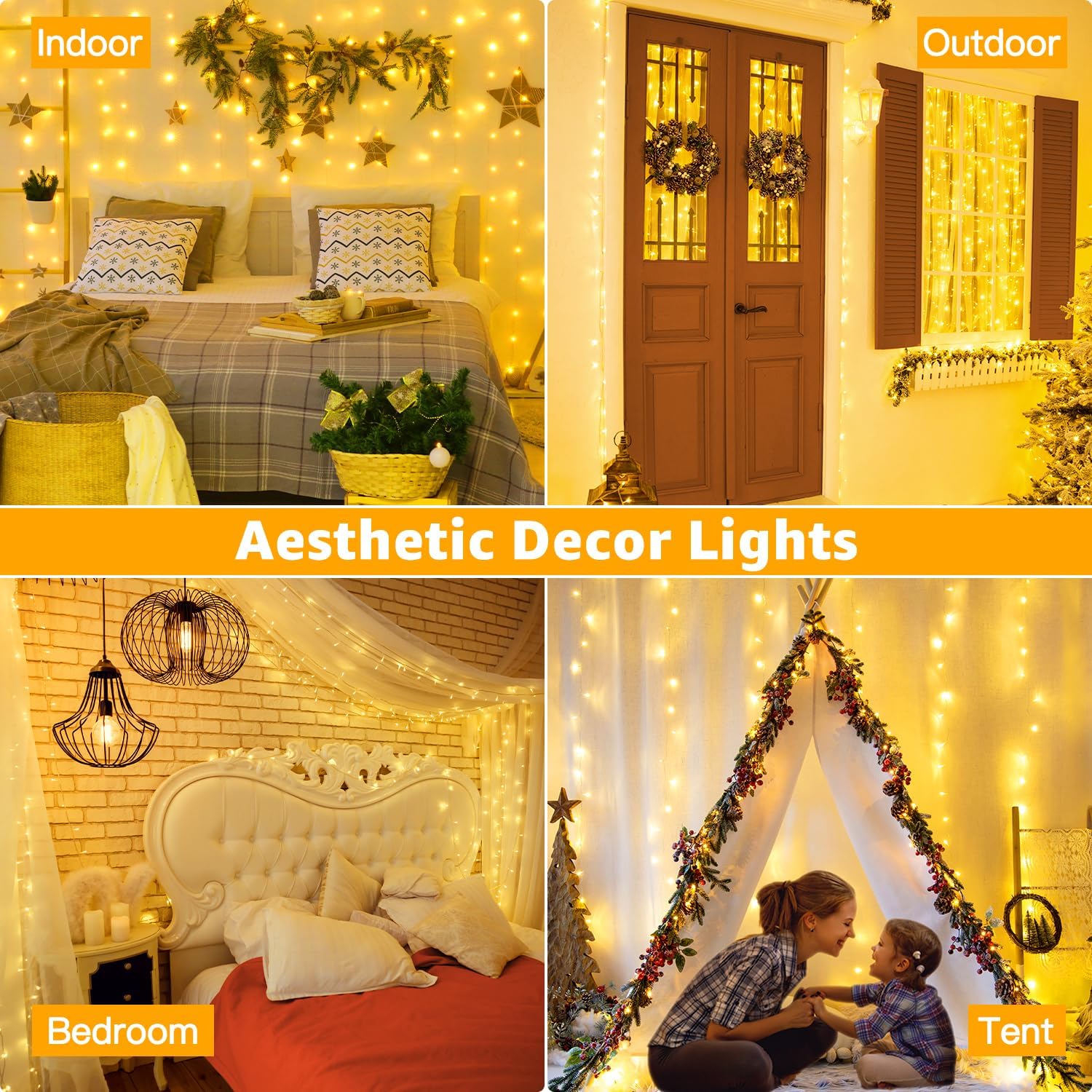 Ollny 120LED LED Fairy Lights – Fire Risk Free Bedroom and Living Room Lighting for Homes with Kids and Pets