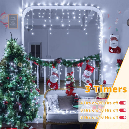 Ollny Christmas Icicle Lights with Remote Timer – Stylish Housewarming Gift for Women, Connectable LED Hanging Lights for New Home