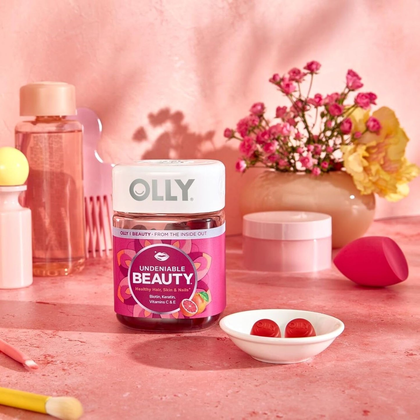 OLLY Undeniable Beauty Gummy – Valentine's Day Gift for Her, Grapefruit Gummy Supplement for Hair Skin and Nails