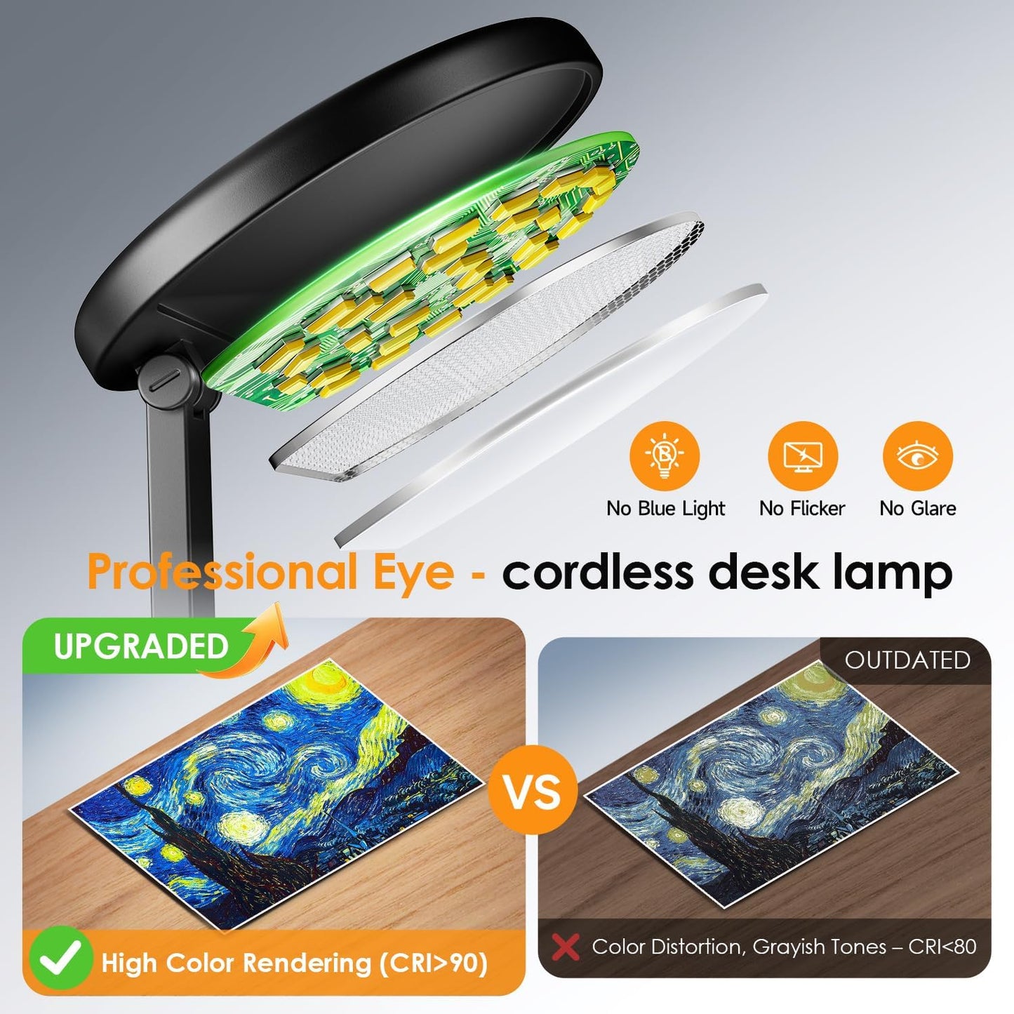 One Fire Cordless LED Table Lamp for Clutter-Free Desk, Sleek Pocket-Sized Design with 4000K Natural Light