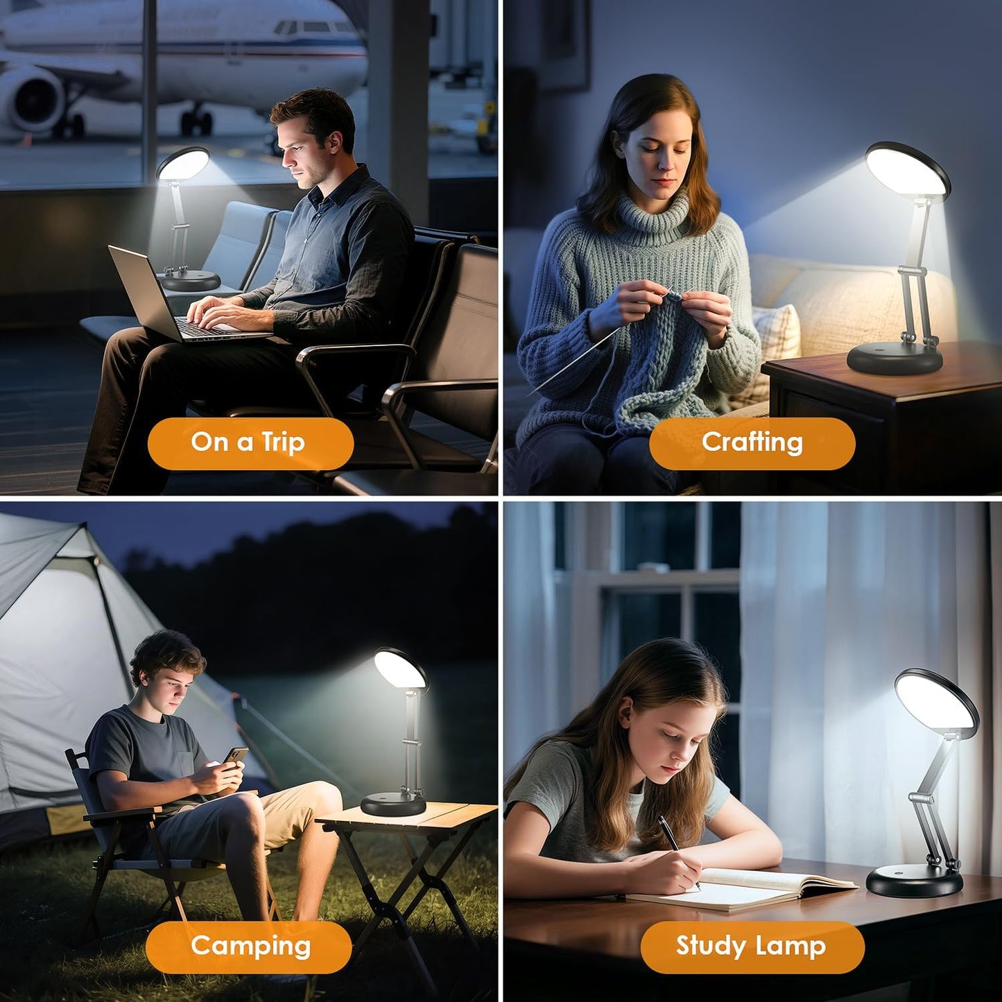 One Fire Cordless LED Table Lamp for Clutter-Free Desk, Sleek Pocket-Sized Design with 4000K Natural Light
