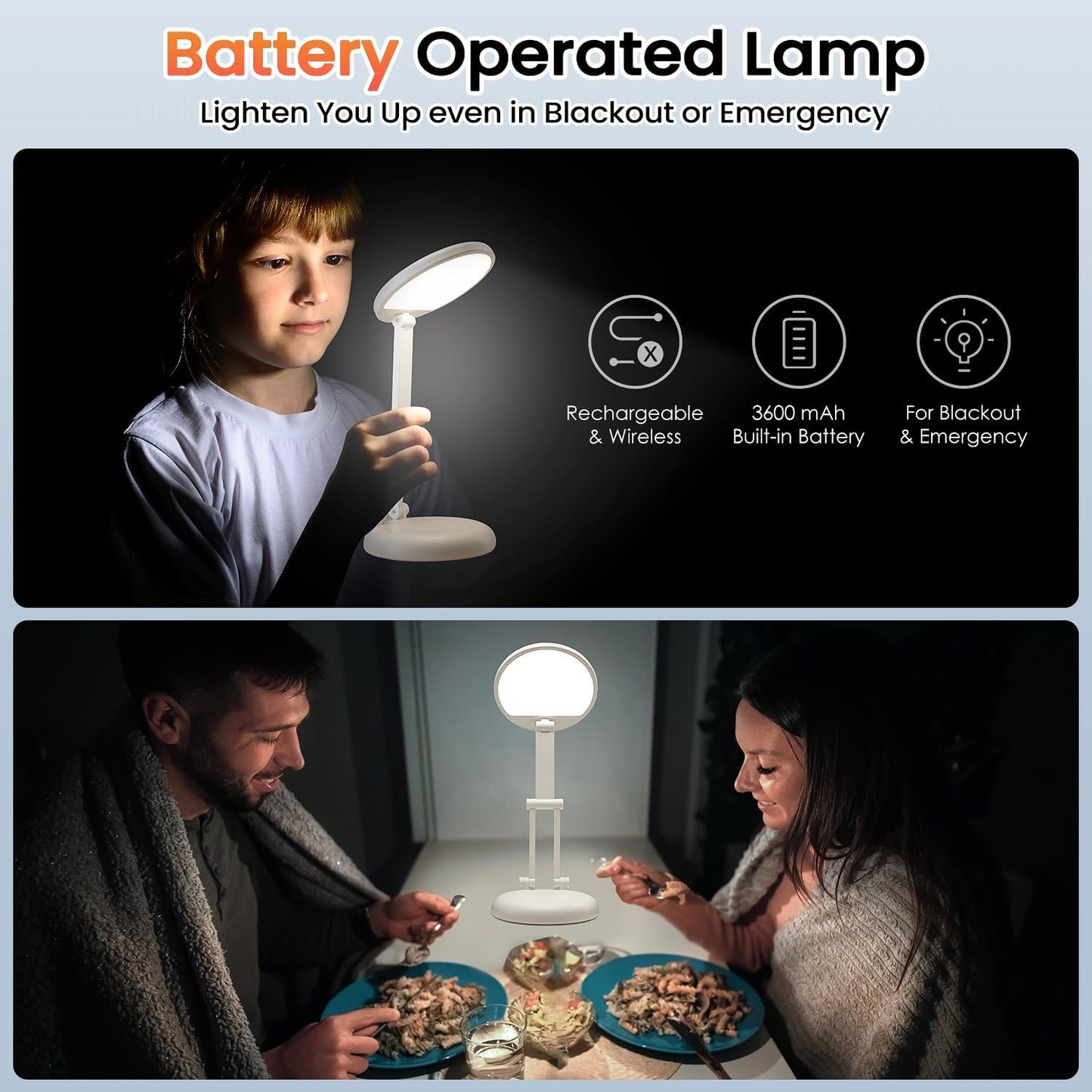 One Fire Wireless Rechargeable Lamp – Effortless Modern Bedside Light, Touch Dimming with Light Memory