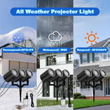 WinterScene Outdoor LED Snow Projector with Three Mounting Modes, IP65 Waterproof Housing and 33ft Range for Patio Parties and Backyard Christmas