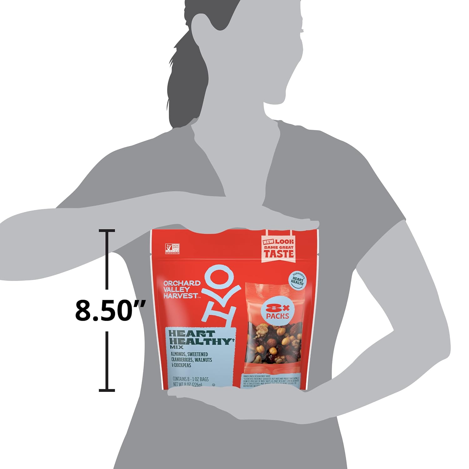 Orchard Valley Harvest Heart Healthy Blend, 1 Ounce Bags (Pack of 8) — Group Gift Snack Box for Christmas and Festive Seasons
